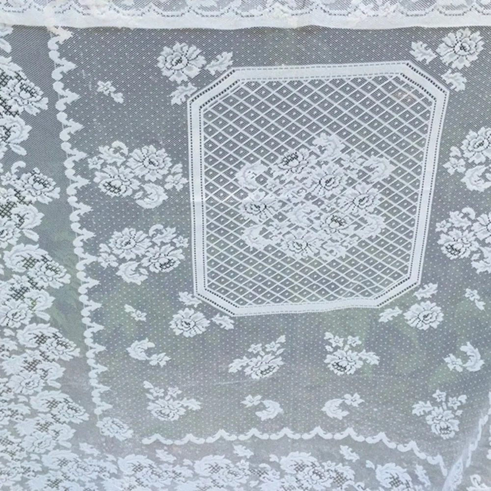 Vintage White Floral Lace Tablecloth - Rectangular 52x70 - Romantic Cottagecore